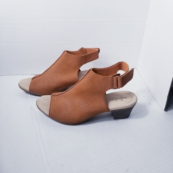COLLECTION BY CLARKS OPEN TOE HEELED BOOTIES SIZE 7.5 - Picture 1 of 11